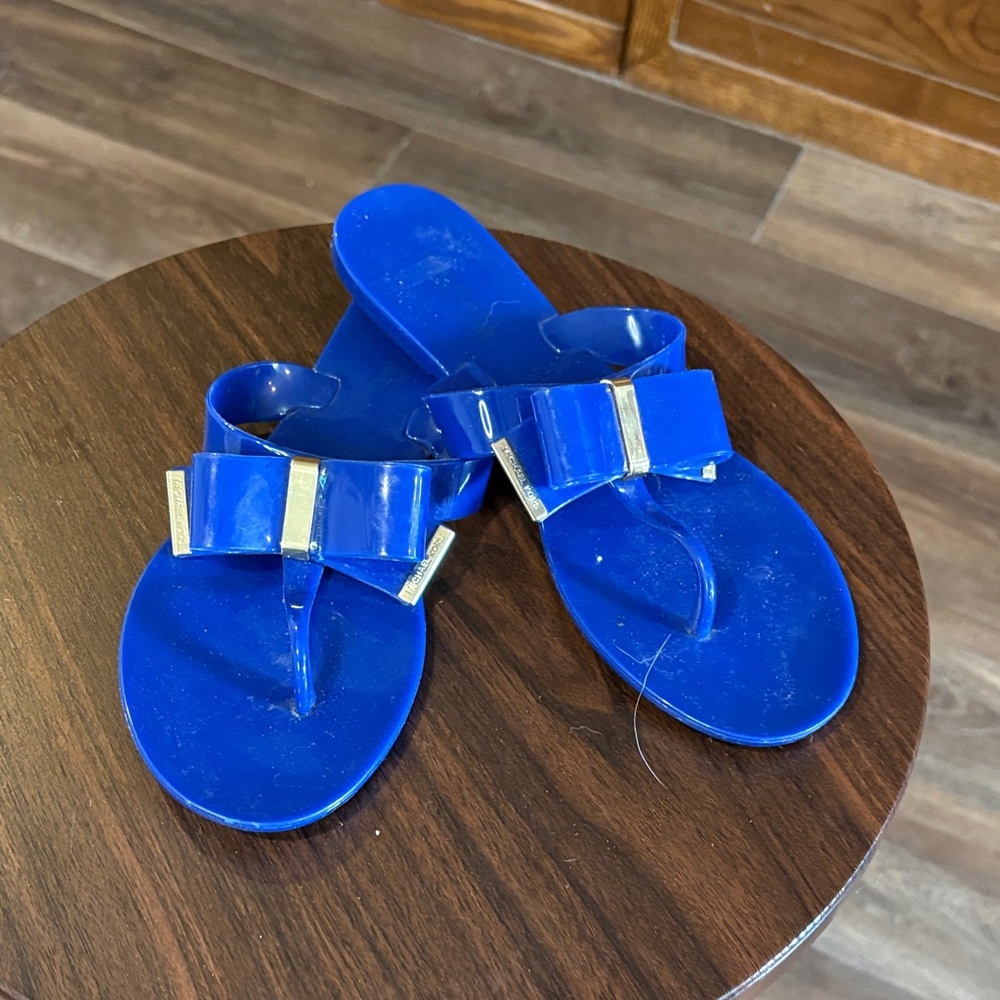 Michael Kors Vibrant Blue Sandals with Gold Details